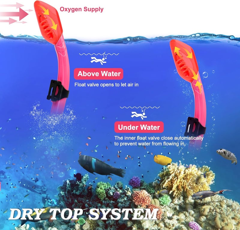 ACQCES Kids Snorkel Set Dry Top Snorkeling Gear for Kids Youth Boys Girls Junior Age 5-15,Tempered Glass Swimming Diving Mask and Snorkel Set 180 Degree Panoramic View - Image 5